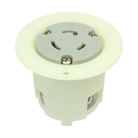 Superior Electric Flanged Locking Receptacle, L5-20R, 20 A, 125V AC, White YGF036F